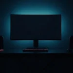 Dark room lit only by a single monitor