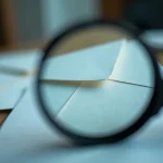 Paper envelopes seen through a magnifying glass