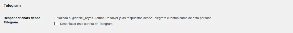 Usuarios > Perfil > Telegram: cada persona enlaza su propia cuenta.