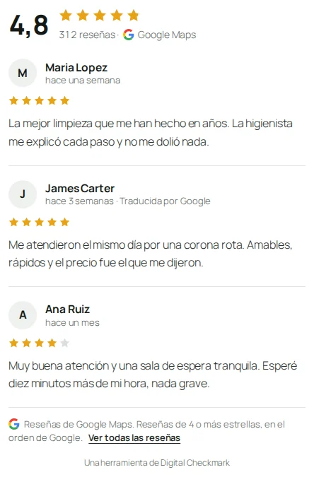 La lista en una columna angosta, con el resumen de la calificación arriba.